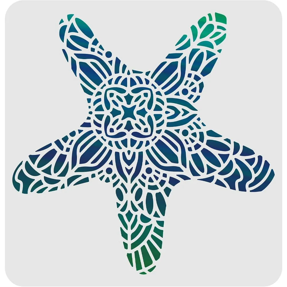 Starfish Stencils 11.8x11.8inch Plastic Mandala Starfish Painting Stencils Reusable Create DIY Starfish Crafts and Projects