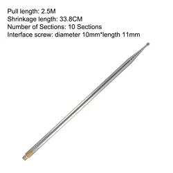 2.5m Whip Antenna 304 Stainless Steel 2.5-meter Telescopic Antenna For Pac12 JPC7 Portable Short Wave Antenna 10 Sections