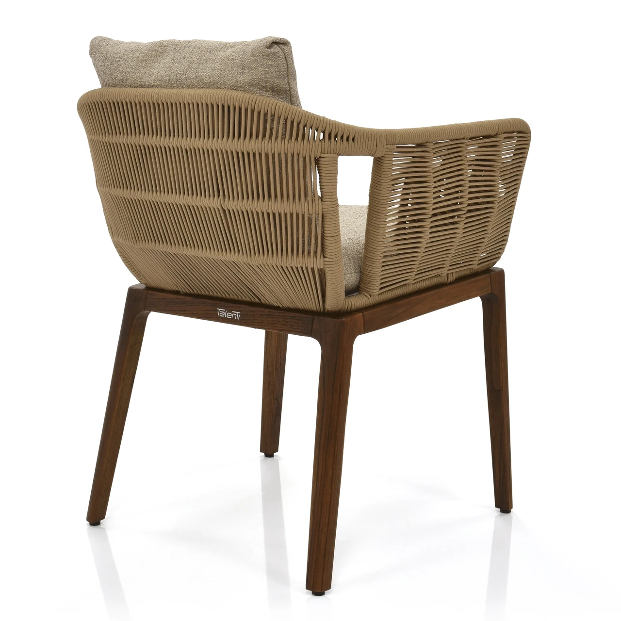Garden Modular Dining  Set Outdoor Patio Teak with Weaving Rope Chair and Slate Table Dining  Set