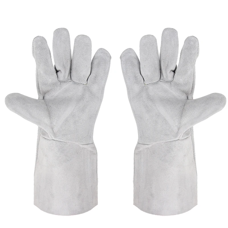 Extended cowhide gloves, special protection for welders, soft and wear-resistant heat insulation