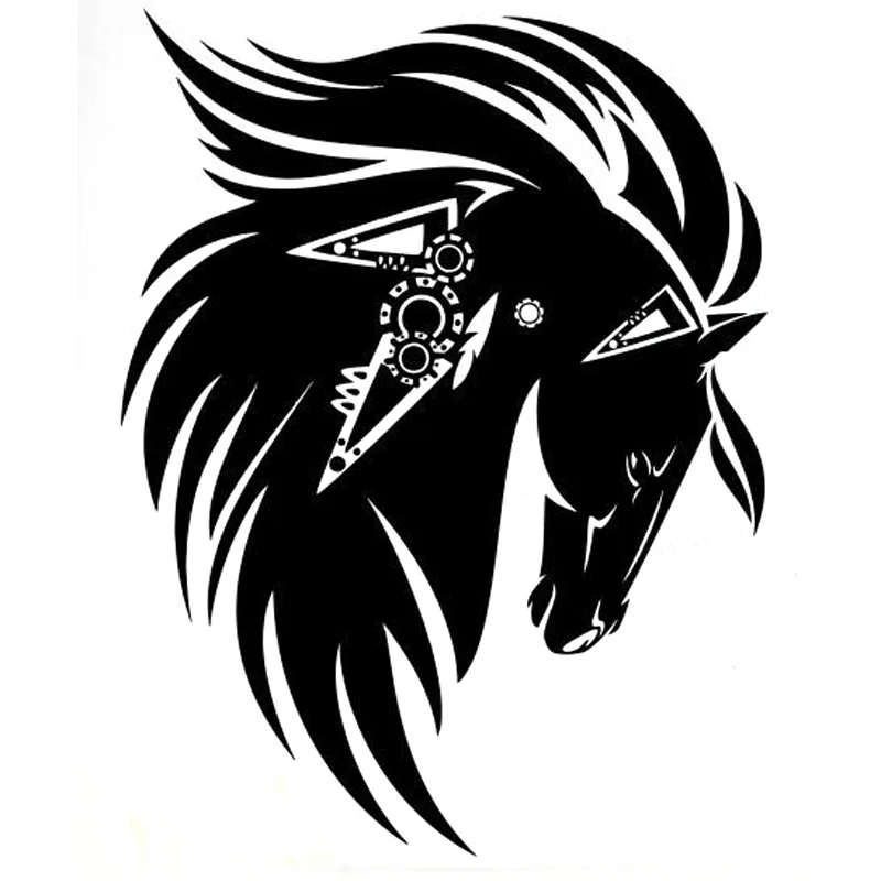 Car Sticker Horse Animal Tattoo Art Car Decoration Sticker Cover Scratch Car Decoration Pvc Car Sticker Black/white, 18cm*14cm