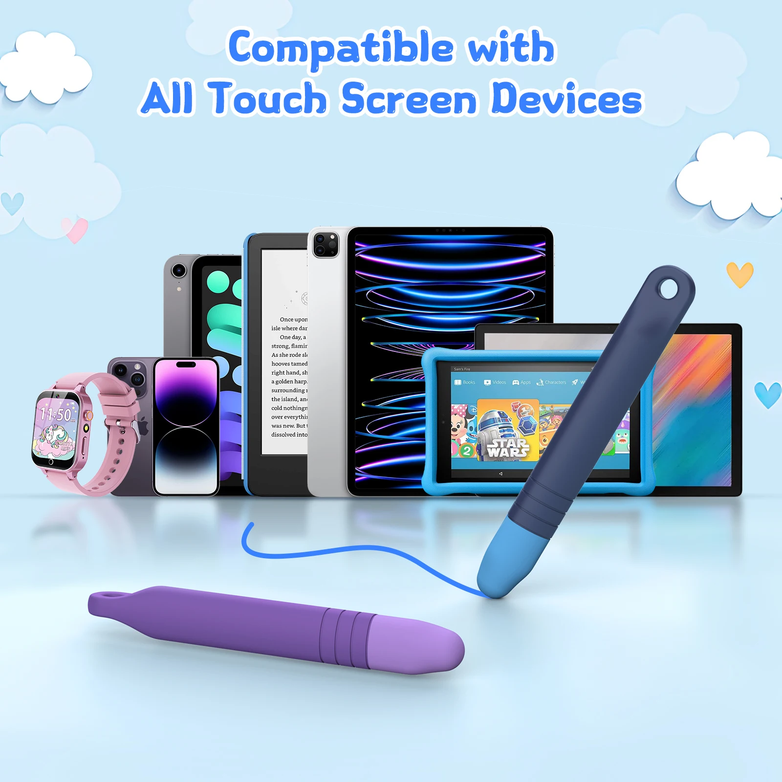 قلم ستايلس للأطفال لشاشات اللمس، عبوتان مع أربطة، سيليكون ناعم لأجهزة iPad وiPhone والأجهزة اللوحية ونار كيندل وجميع شاشات اللمس #4