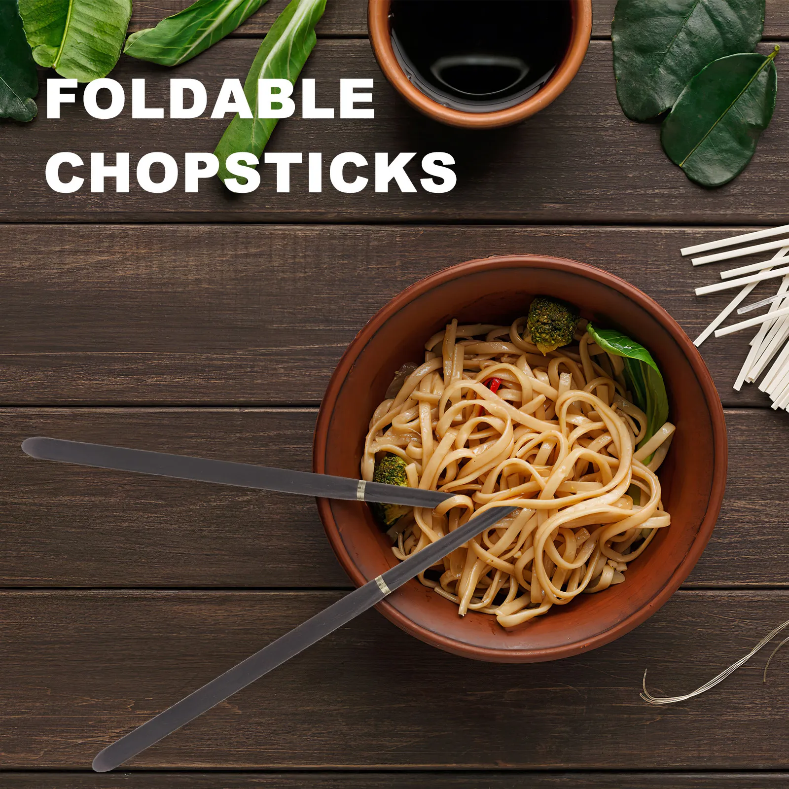 Portable Ebony Foldable Chopsticks Set Natural Antibacterial Smooth Polished Wooden Travel Chopsticks with Deluxe Aluminum Case view 5