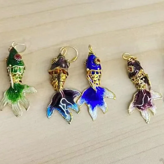 10pcs Cute Small Fish Charms for Bracelets Earrings Jewelry Making Accessories Handcraft Cloisonne Enamel Goldfish Pendants