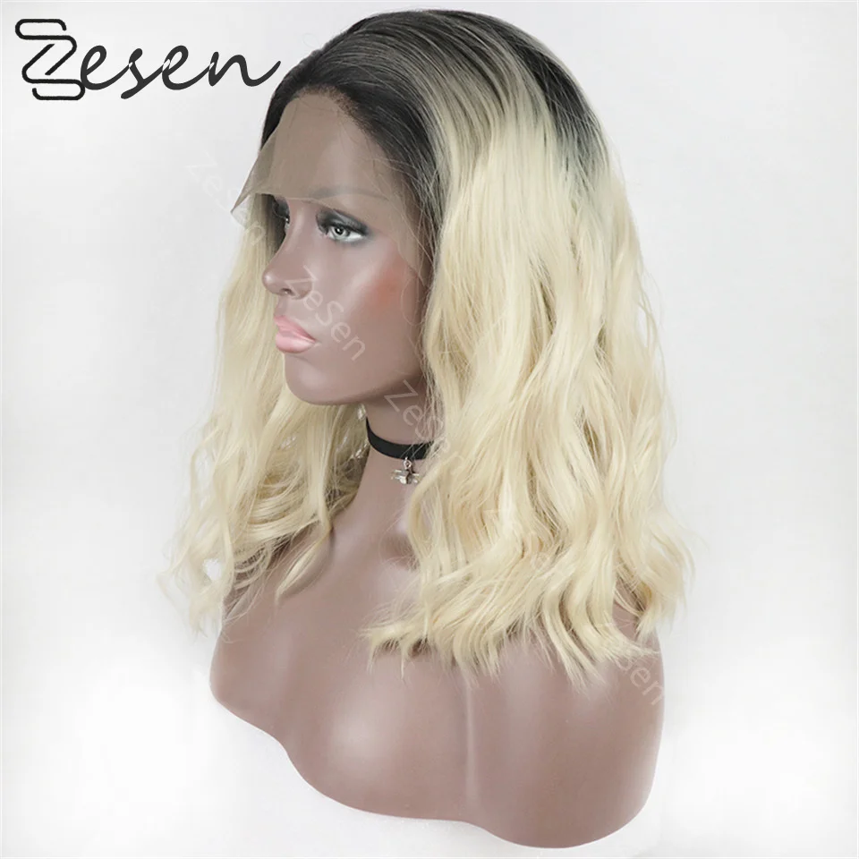 

Synthetic Lace Front Wigs Layered Cut Lace Straight Wigs 14 Inch Wigs For Women Ombre Blonde Cosplay Synthetic Lace Wig Glueless