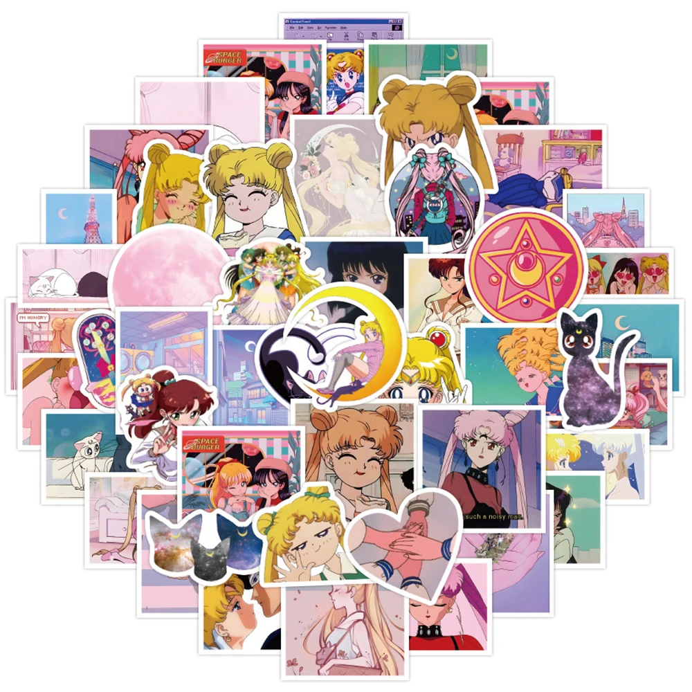 

10/30/60pcs Cartoon Sailor Moon Aesthetic Stickers Anime Graffiti Decals for Notebook Helmet Laptop Phone Cute Girl Gift Sticker