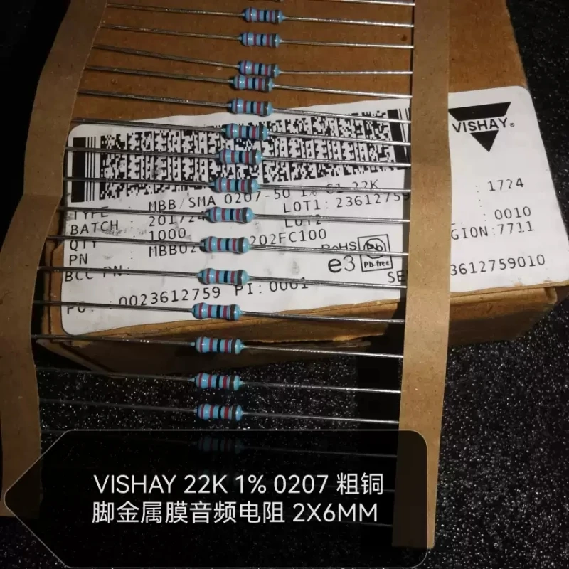 VISHAY 22K 1% 0207 thick copper foot metal film audio resistor size 2X6MM