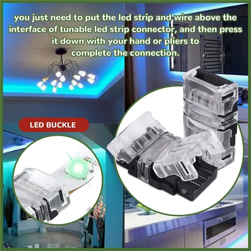 11 Pieces Tunable 3 Pin LED Strip Connectors 10Mm LED Strip Light Connectors LED Strip Connector Terminal For WS2811-AT30