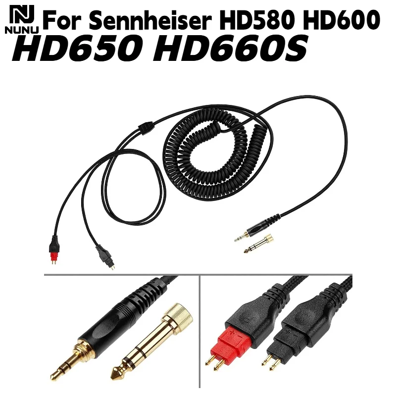 

Replacement 6.35MM+3.5MM Spring Coiled Cable For Sennheiser HD 660S2 660S 650 Massdrop 6XX 600 580 58X 565 545 535 525 headset
