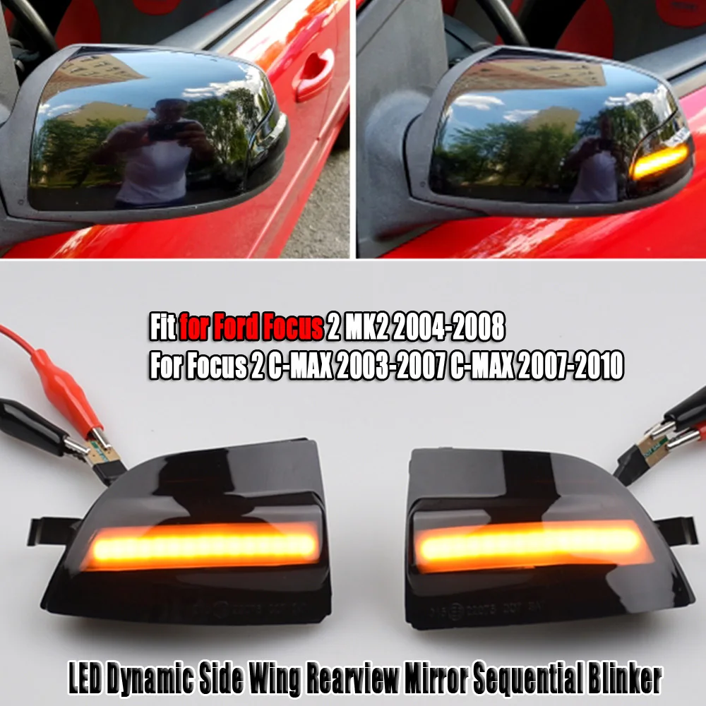 LED Dynamic Turn Signal Blinker Flowing Water Blinker Flashing Light For Ford Focus 2 MK2 2004-2008 C-MAX