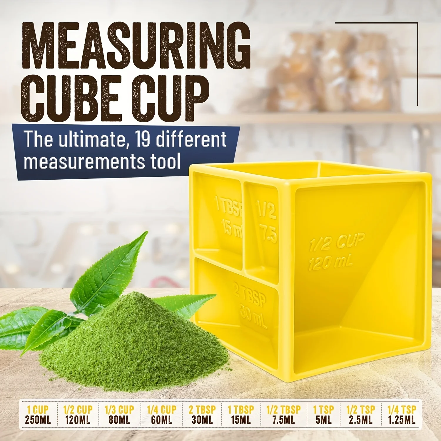 1pc Multi Measuring Cube Cup for Cooking and Baking, Helps with Organization and Reduce Clutter, All in One Measuring Device