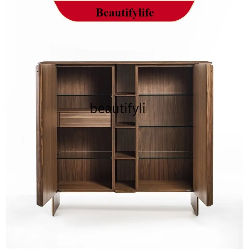 

G1218 Minimalist Solid Wood Storage Wine Cabinet Light Luxury Living Room Sideboard Storage Cabinet Modern Simple Entryway Cabin