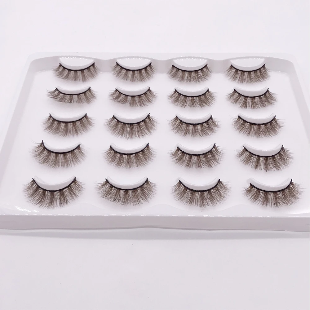 10pairs Natural Brown Eyelashes 3D Korea Silk Fiber Colored Blond Lashes Makeup Fluffy Cilias Wholesale Supplier False Eyelash