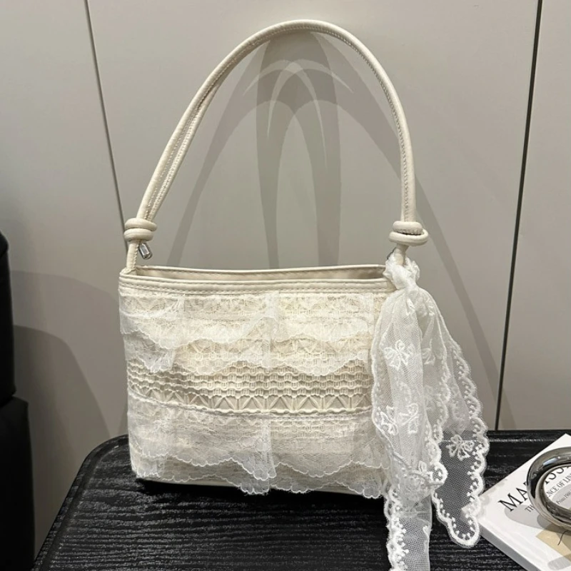 

Sweet Lace Female Small Crossbody Bags Bow Silk Scarf Women's Beach Shoulder Bag Casual Travel Ladies Vacation Handbags Purse