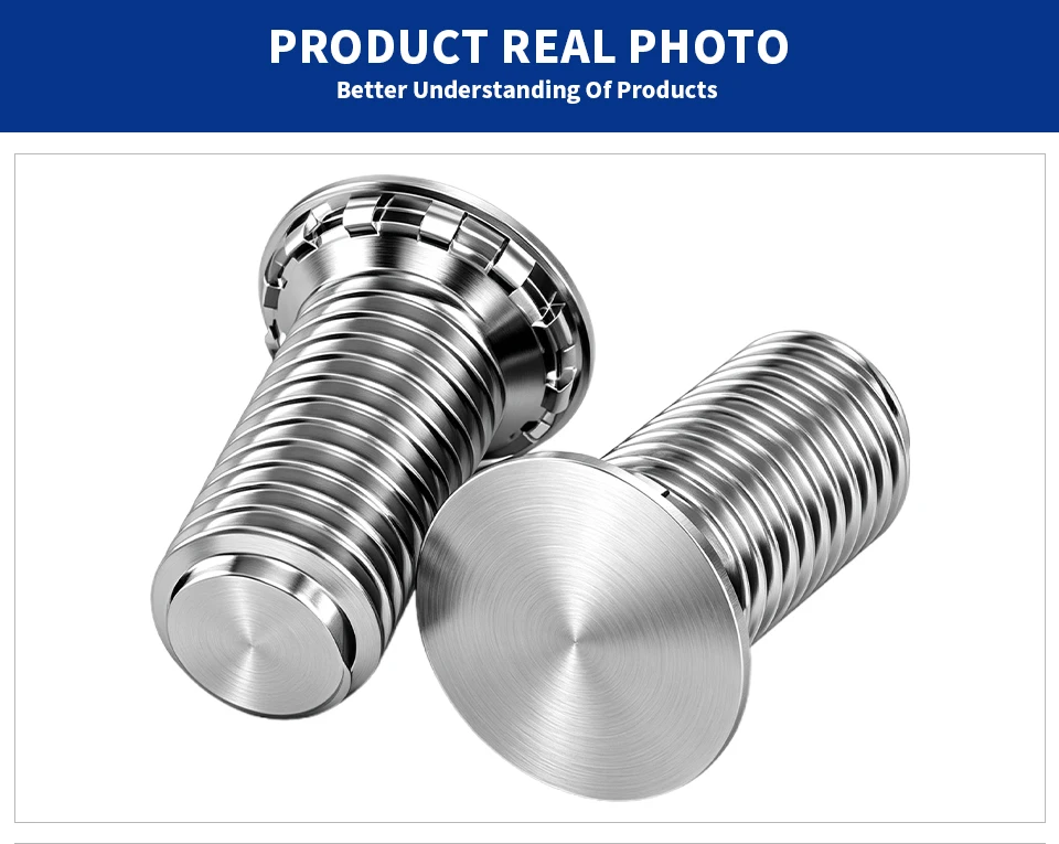 304 Edelstahl FHS Selbstklemmender Gewindestift M3 M4 M5 M6 M8 mit Flachkopf, Presspassung PEM Blechbefestiger – Detail 6