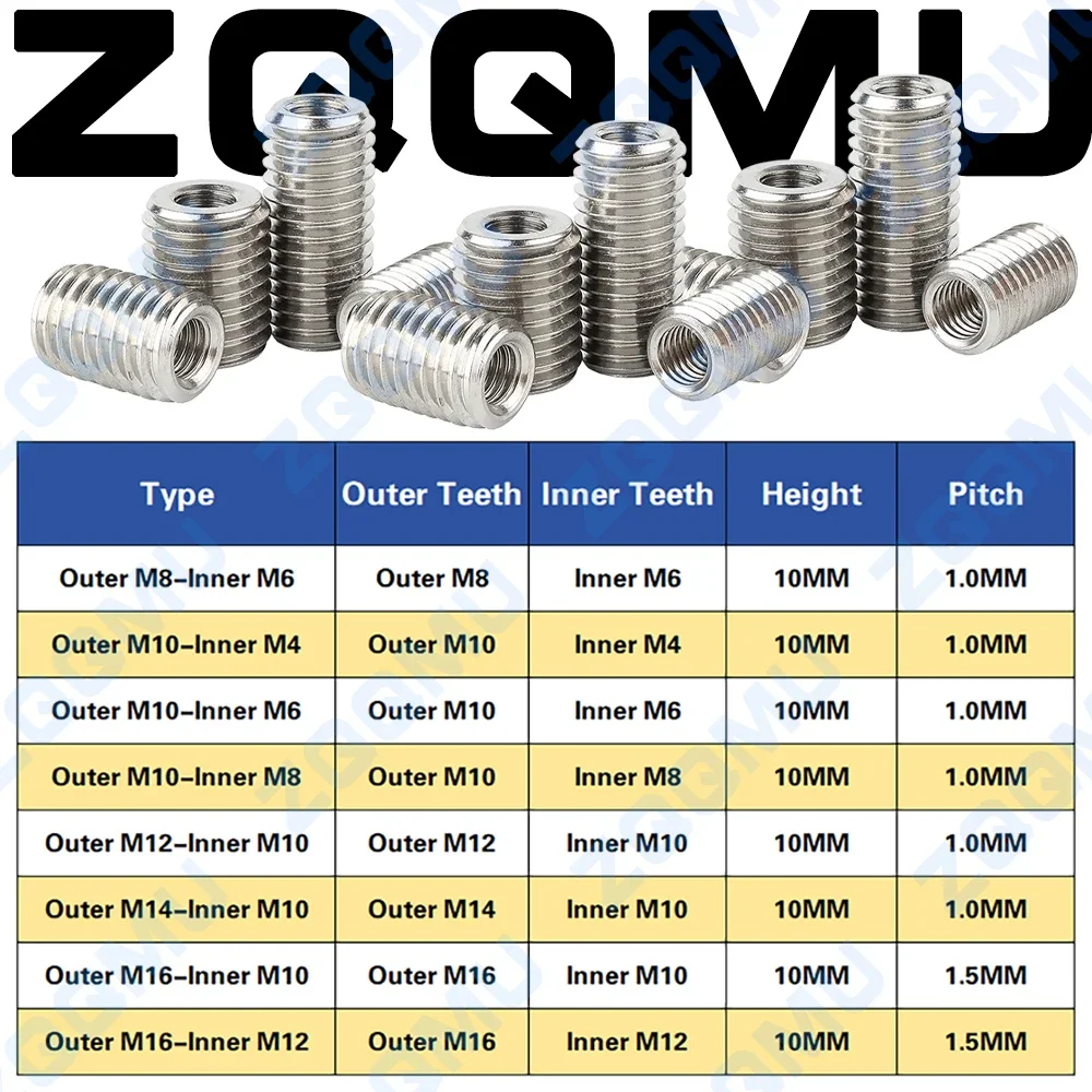 Stal nierdzewna 304 M4 M6 M8 M10 M12 wewnątrz gwint zewnętrzny szczelinowy do drutu gwintowanego wkładka tulejowa nakrętka konwersyjna łącznik