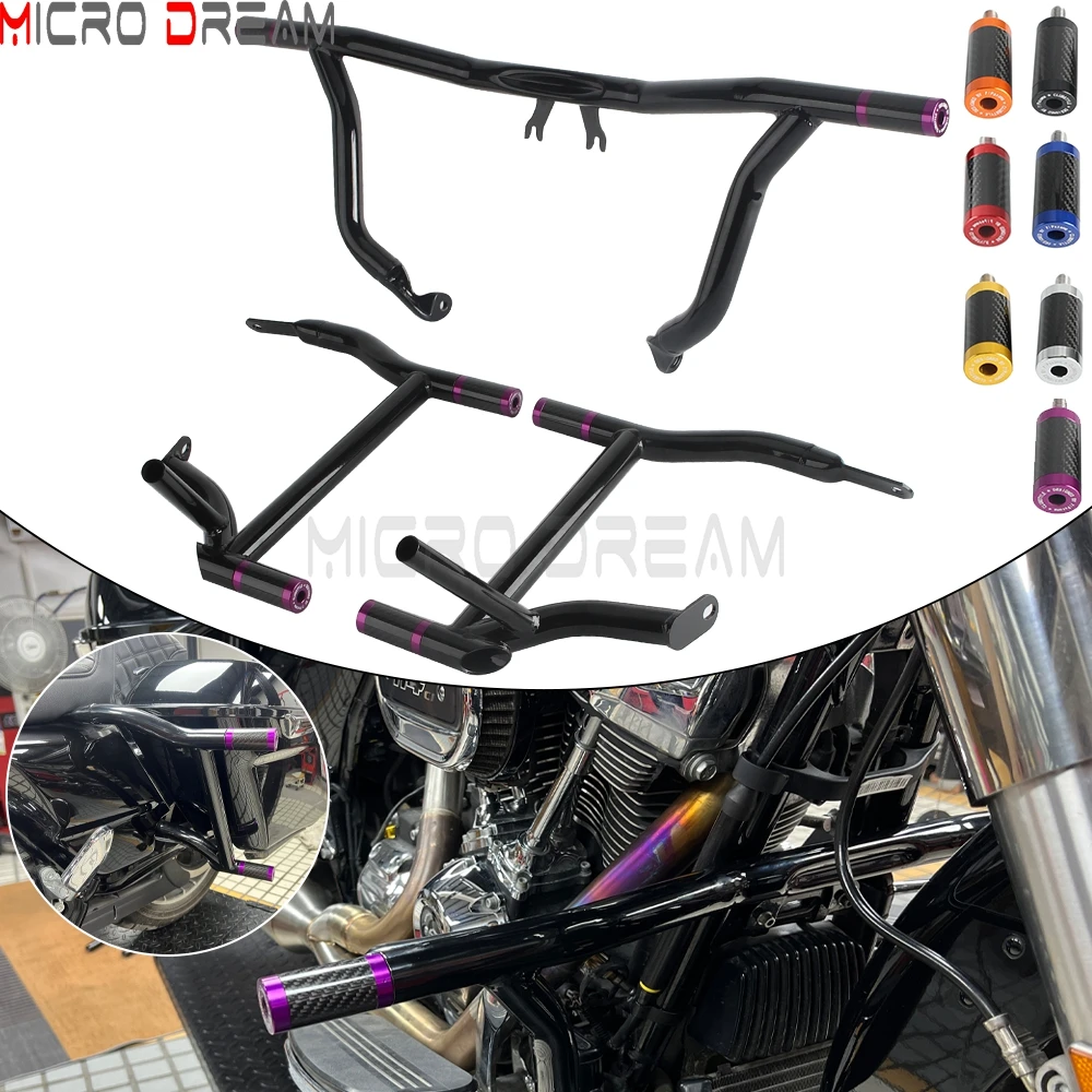 

For Harley Road Glide Ultra Limited CVO ST FLTRUSE FLTRKSE FLTRXSTSE Saddlebag Rails Highway Engine Guard Crash Bar w/Slider End