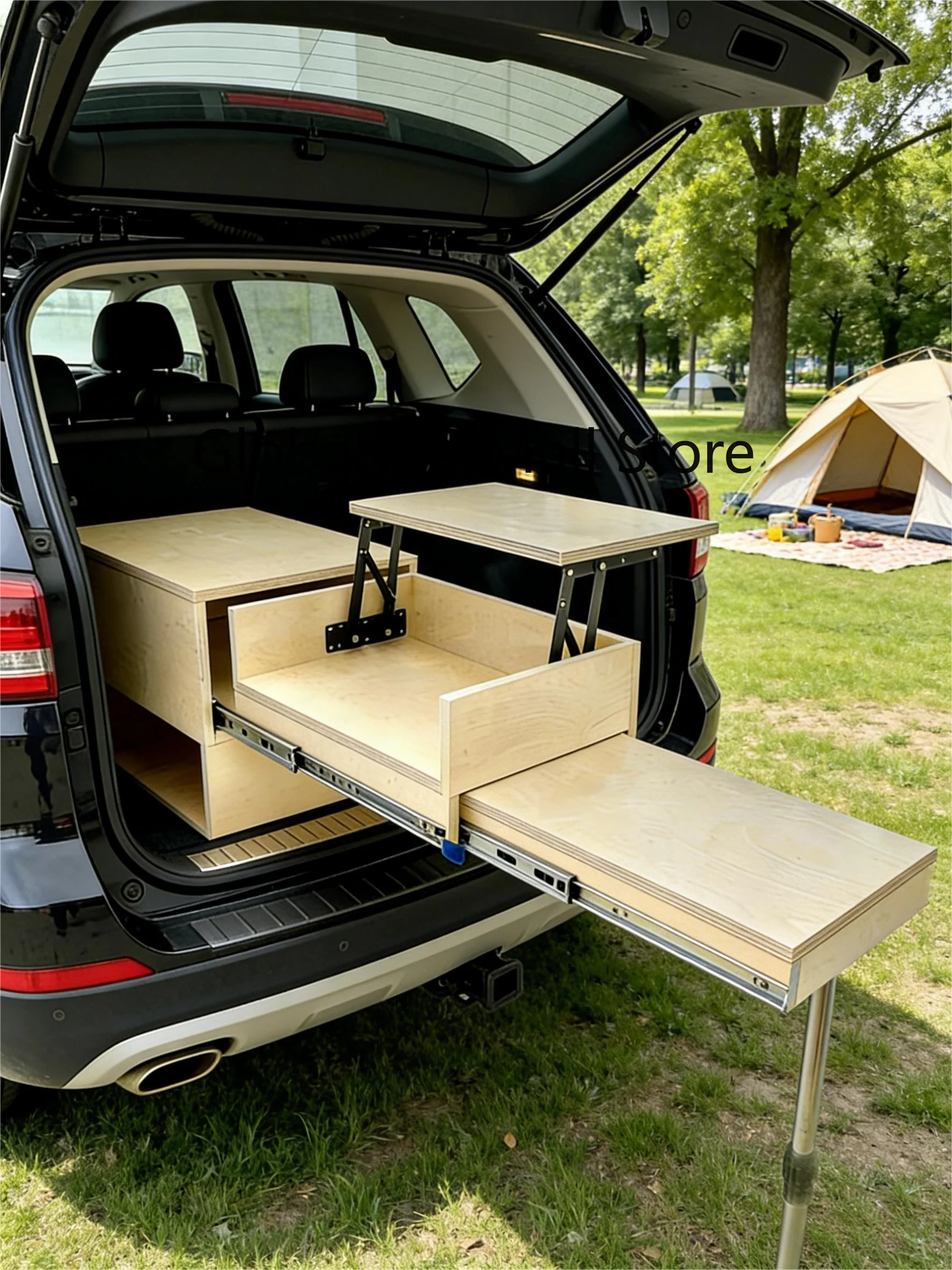 Outdoor Camping Tailgate Kitchen Kit Campervan Drawer System Car Trunk Workstation Table