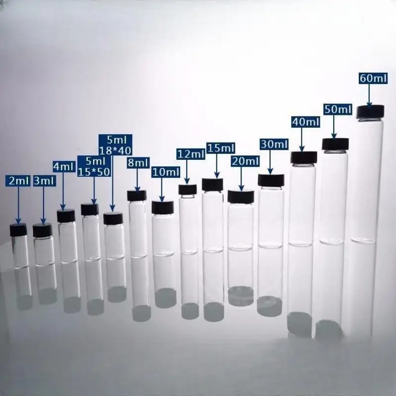 3ml bis 50ml Transparent klar Glas probe flaschen ätherisches öl flasche Lab Chemie Fläschchen Container
