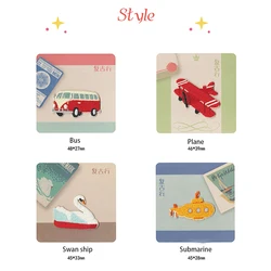 Cartoon Embroidery Applique for Jeans Small Bus Plane Submarine Ship Patches Iron on Applique, DIY Clothing Accessories, 1 Piece