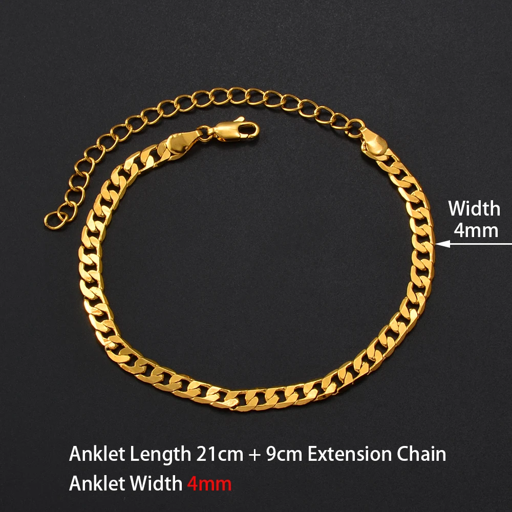 Anniyo طول 21 سنتيمتر + 9 سنتيمتر الذهب/الفضة اللون خلخال للنساء Ankleband مجوهرات سلسلة للقدم # 151916