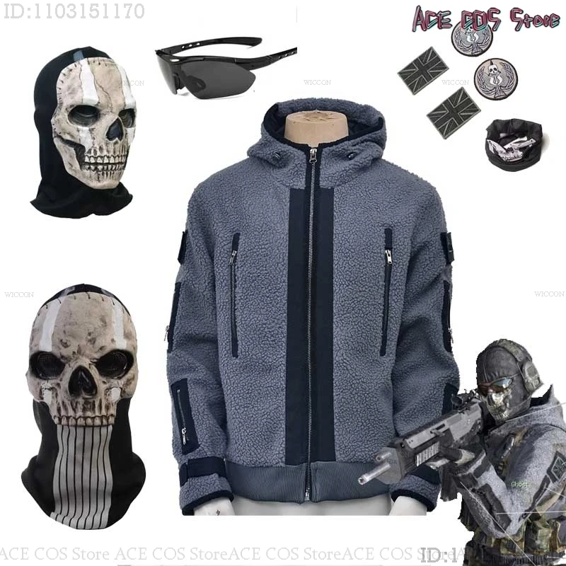 

Call of Duty Cosplay Jacket TF141 Team Uniform Ghost Combat Suit Men Hoodies Glasses Halloween Costumes Ghosts Skeletons Masks