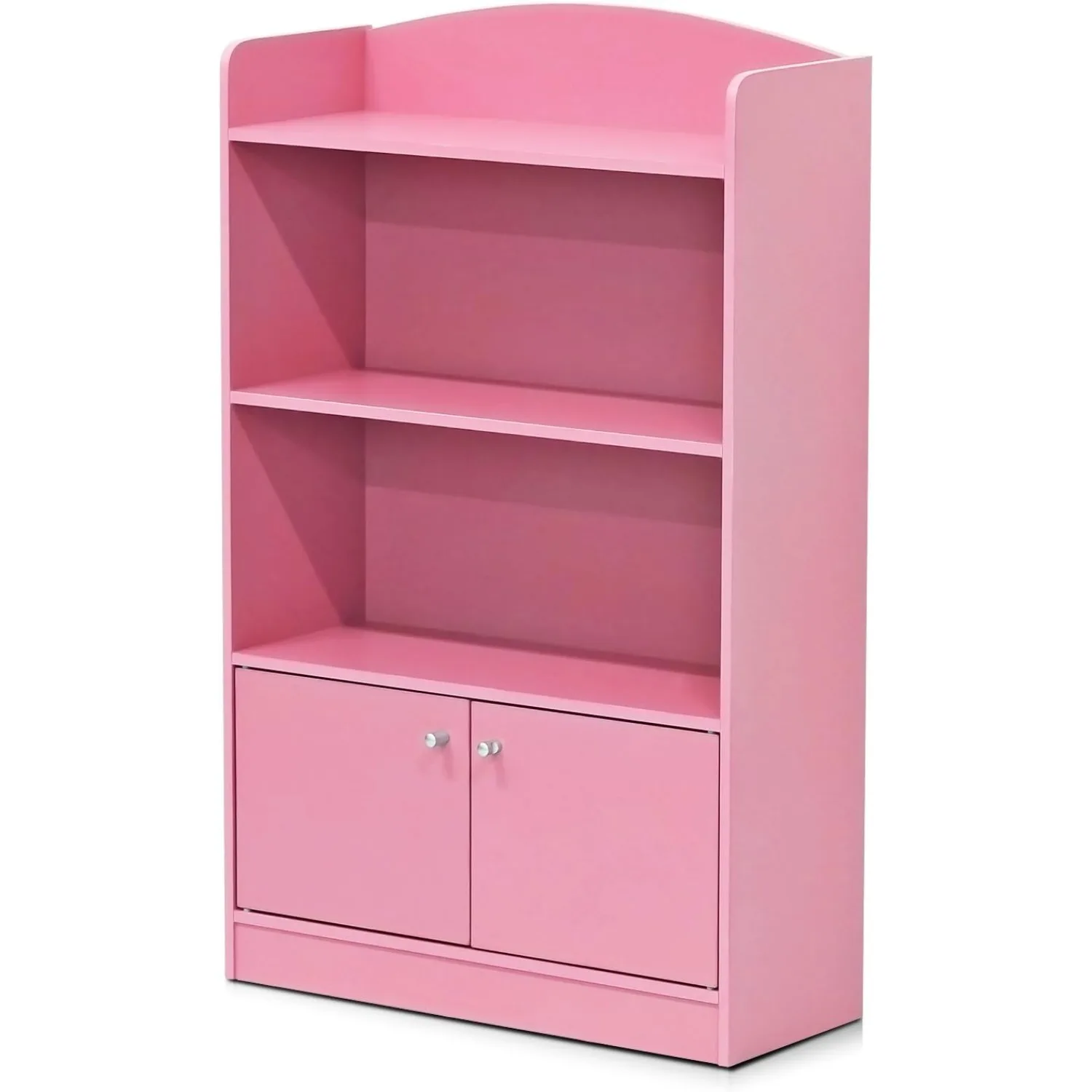 

Bookshelf with Storage Cabinet, 2-Shelf with Doors, Pink