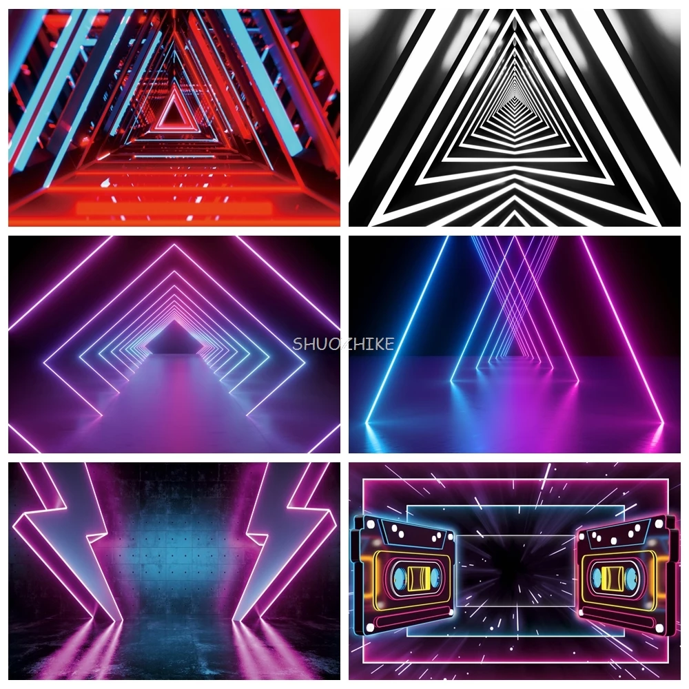 

Stage Pyramid Light Triangle Neon Light Unique 3D Baby Child Party Photo Backdrop Photography Background Photo Studio Photocall