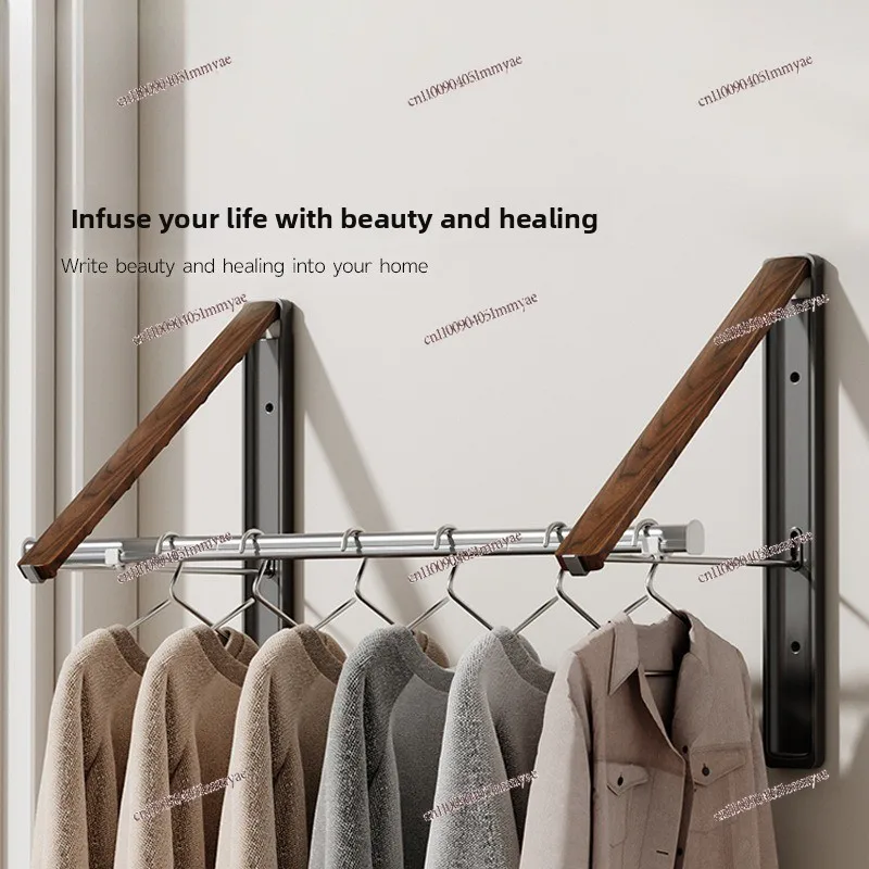 Space Aluminum Wall Mounted Clothes Hanger Foldable Invisible Drying Rack Balcony Bay Window Laundry Organizer
