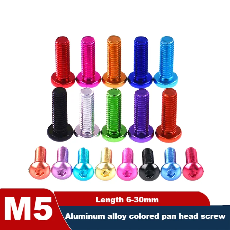 M5 سبائك الألومنيوم نصف جولة رئيس الترباس اللون القرص رئيس دراجة البطيخ عربة الطريق الدراجة الخلفية التوتر المسمار الزخرفية