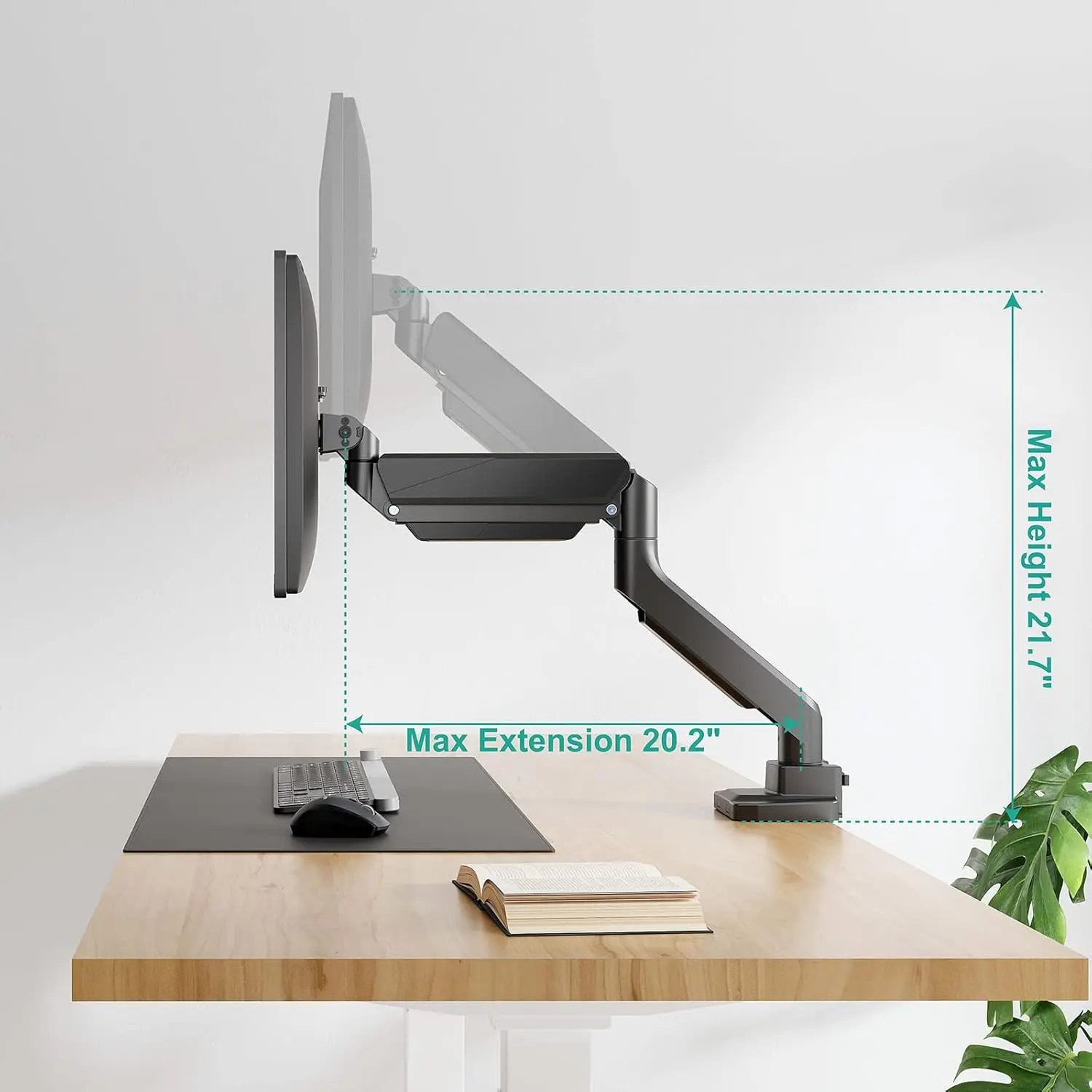 

Ultrawide Monitor Arm for 13 to 49 Inch Heavy Duty Screens, Holds 33 Lbs, Adjustable Gas Spring Single Monitor Desk Mount