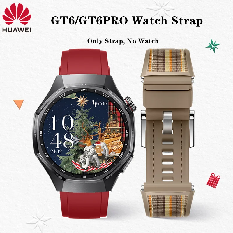 Correa de reloj original Huawei GT6 de 46 mm de cuero vegano para GT5 GT6 pro, correa de nailon y caucho de 22 mm, banda deportiva FKM, brazalete de titanio.