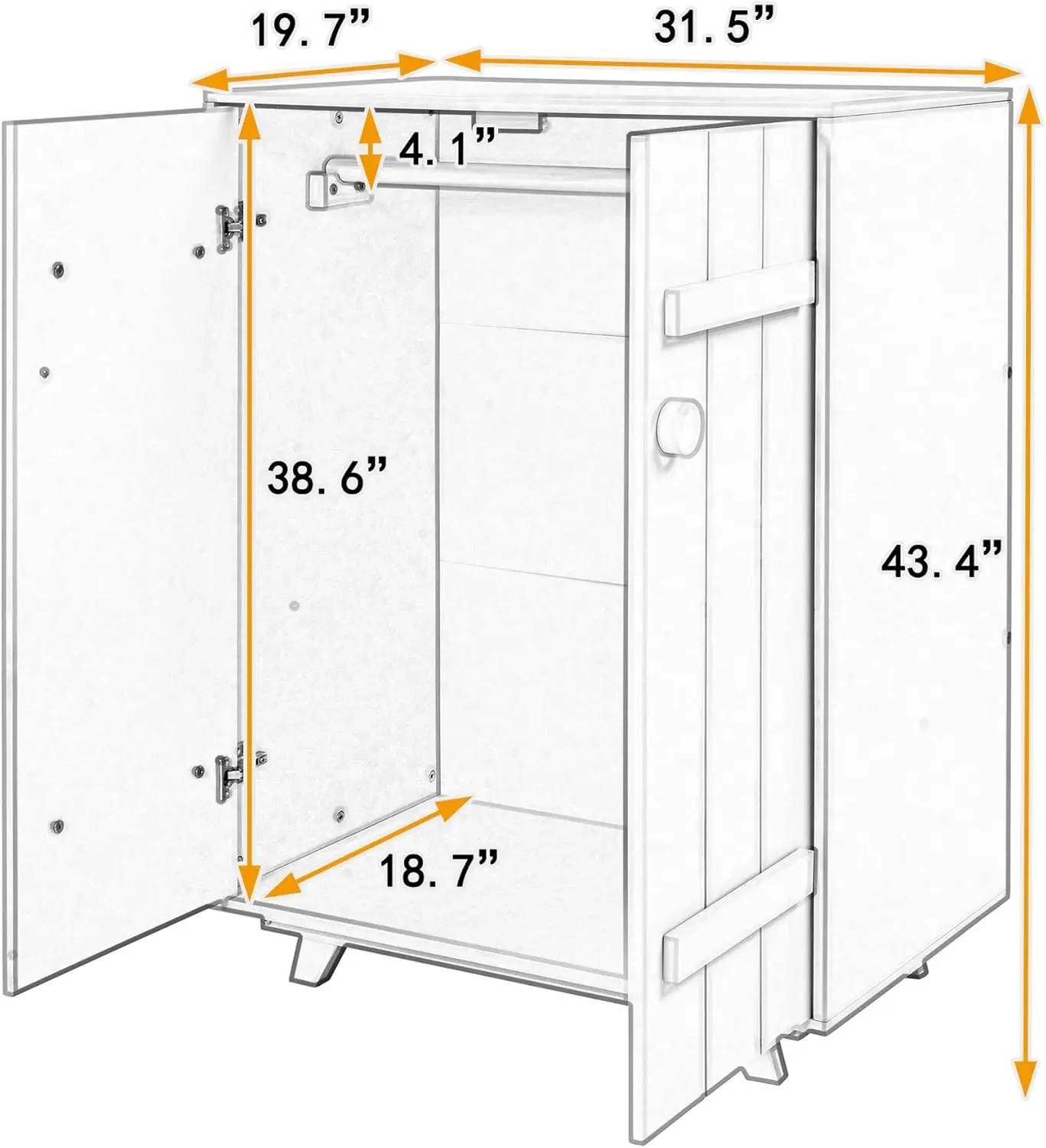 Hanging Rod, Cute Design Wardrobe Cabinet with 2 Doors, Storage Armoires Clothes Hanging Storage Rack for Boys Girls Kids' Room,