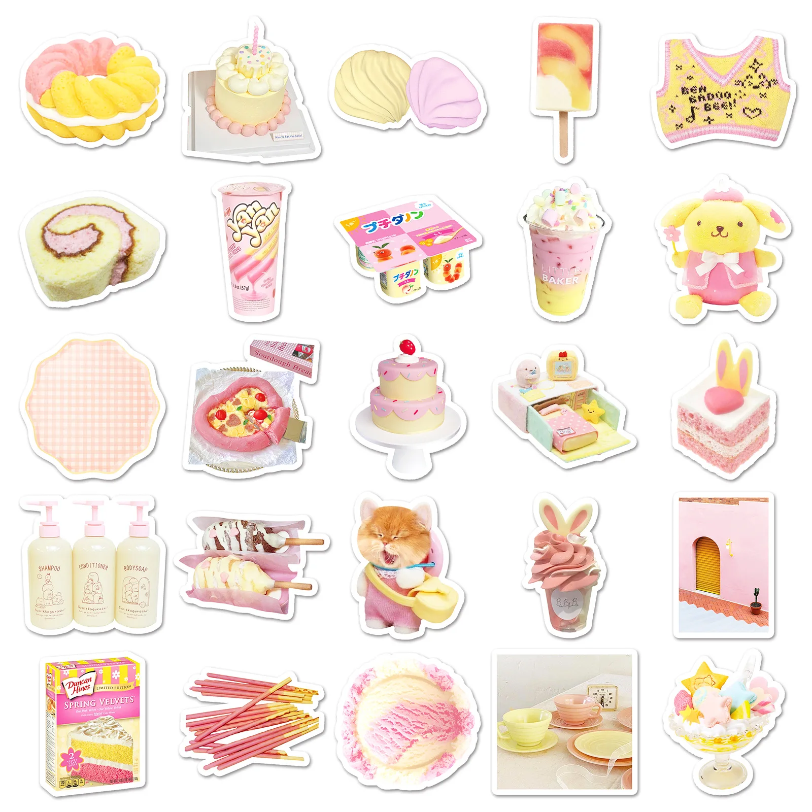 50 قطع الكرتون لطيف الأصفر الوردي الكتابة على الجدران ملصقات الكورية Ins نمط الزخرفية قضية الهاتف المحمول كوب ماء ملصقات دفتر