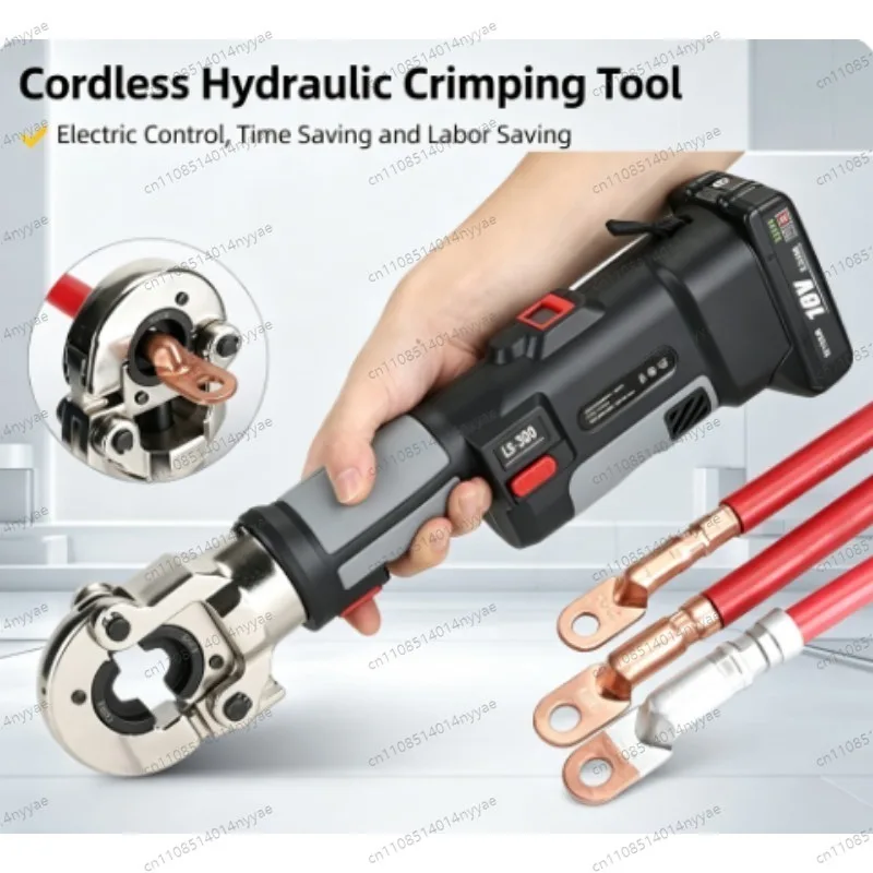 18V Cordless Crimping Tool LS-300 - Electric Hydraulic Pliers for 6-300mm² Copper/Aluminum Lugs, with 2 Batteries