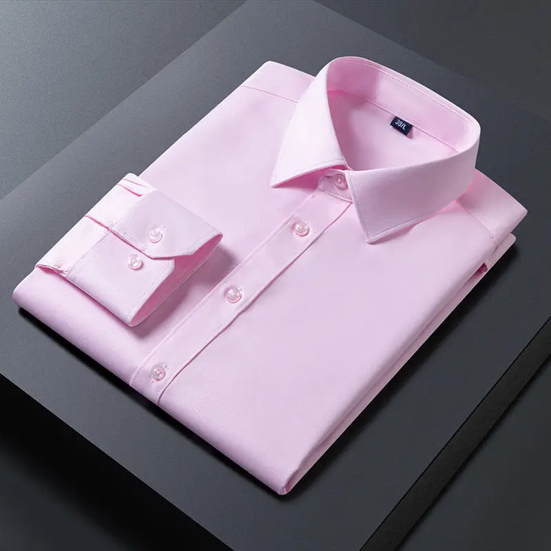 Spring Autumn Men's Long Sleeve Shirt Professional Wedding Groomsmen Iron-Free Workwear Slim Fit Large Size Work Shirt