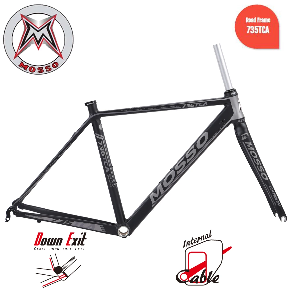 

700C Mosso 735TCA Road Bike Frameset Aluminum Alloy Frame with Half Carbon Fork Internal Cable Line Frame Bicycle Parts