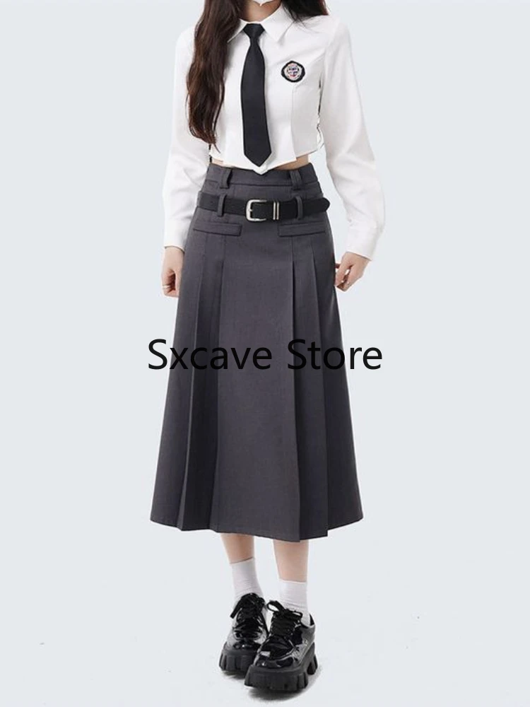 3 Piece Dress Set Women Causual Knitted Suits Korean Fashion Clothing Y2k Crop Tops + Midi Skirts Female 2023 Autumn Sweater