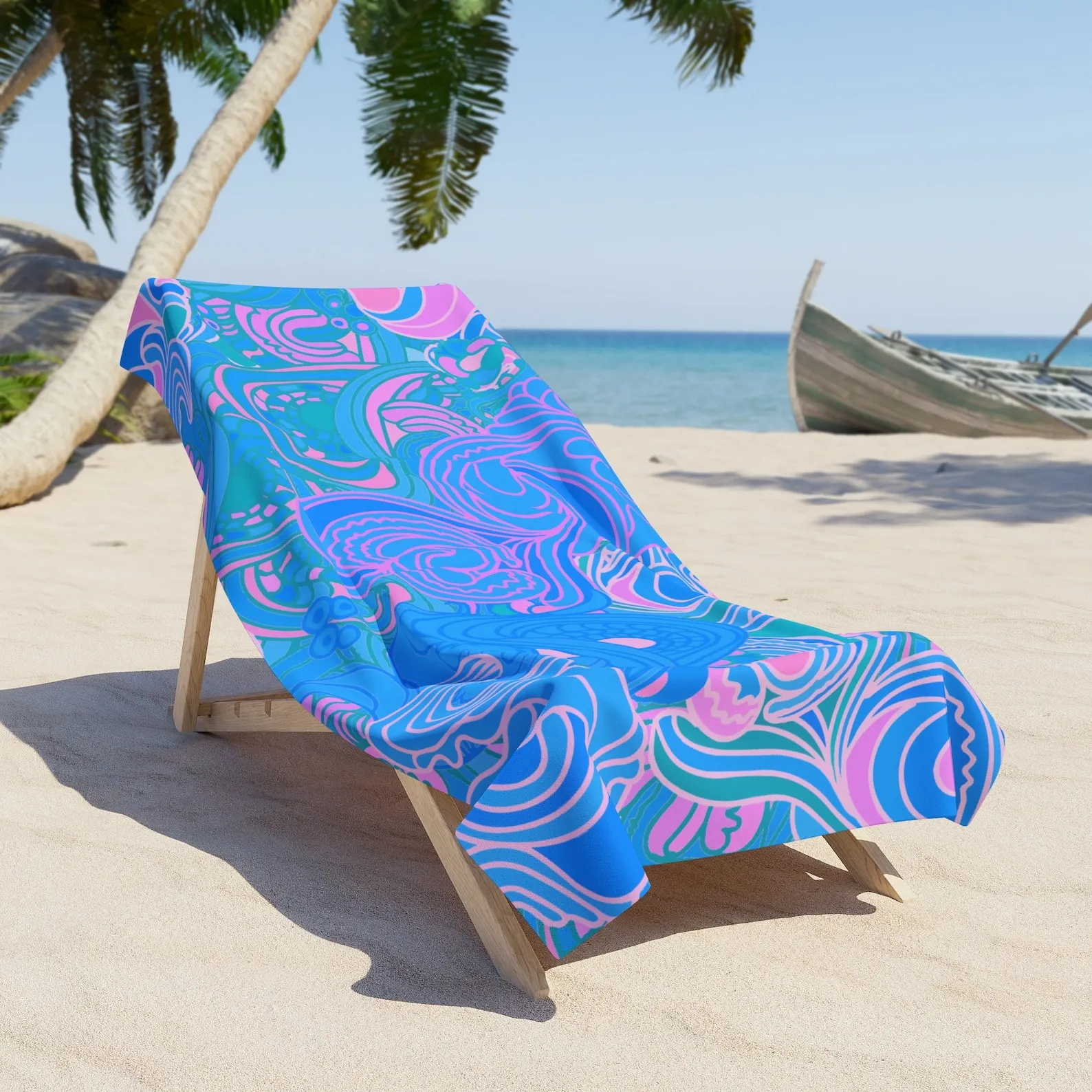 Sauna Home Gym - Roze en blauwe caleidoscoop zomerstrandlaken douchehanddoeken