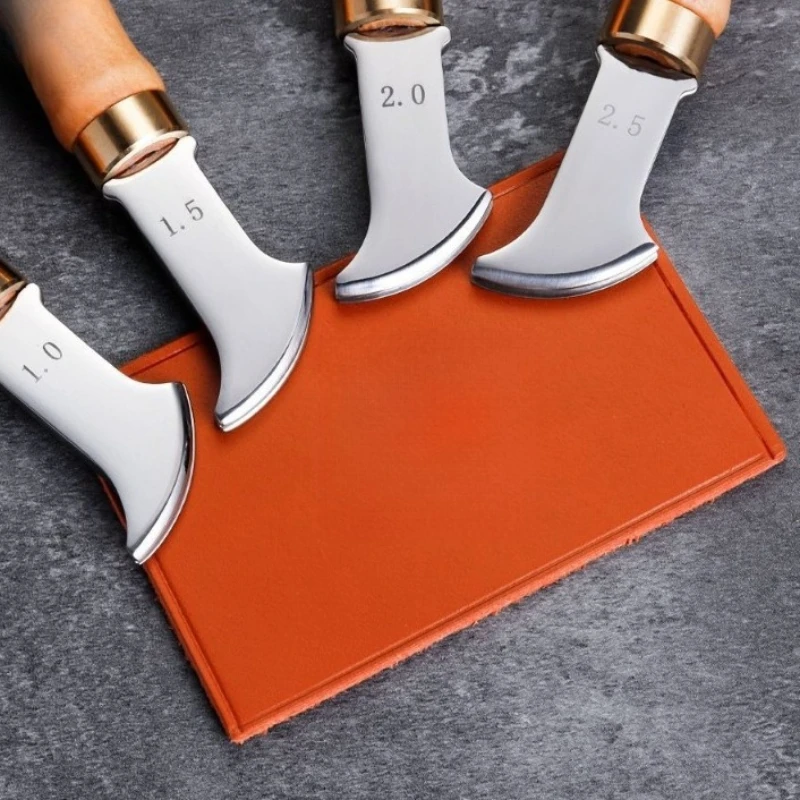 Leather Creasing Press Line Tool  Handle Stainless Steel Head Tanned Leather Edge Creasing Grooving Tool Handmade Leather Goods