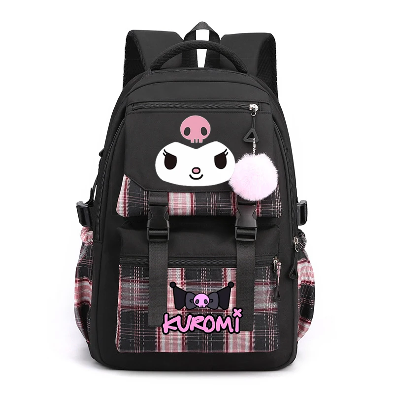 Lovely Kuromi Melody Backpacks Cosplay Plaid Women Men multi-pocket Lightweight School Bags Travel Ins Capacity Laptop Mochilas