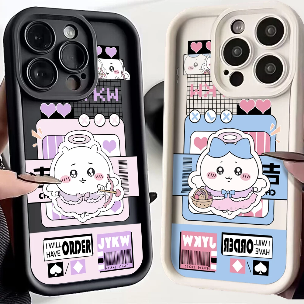 Cute Cartoon C-ChiikawaS Phone Case for OPPO Realme 12 11 C11 C12 C15 C20 C21Y C31 C33 C35 C53 C55 4G 5G Cover With Hand Strap