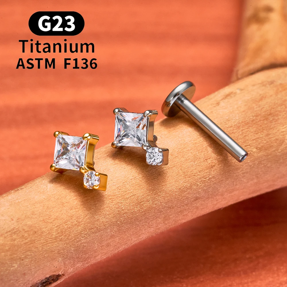 ASTM F136 Titan Muschel-Ohrstecker 16G CZ Flacher Rücken Labret Lippenstecker Helix Knorpel Tragus Ohrläppchen Ohrpiercing Schmuck – Detail 7