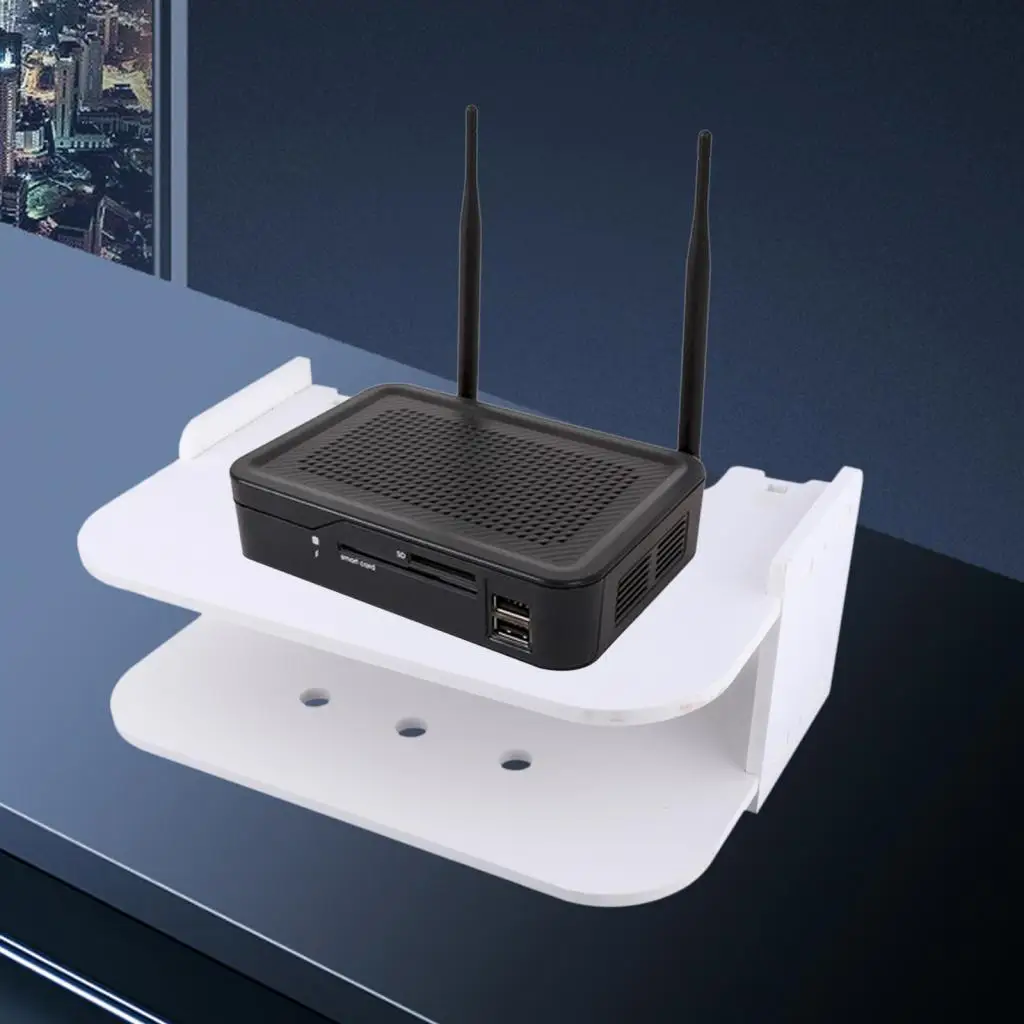 Router Storage Rack Wooden Case with Cord Organizer Box for Living Room Desk Wall Mounted Wire Shelf Holder