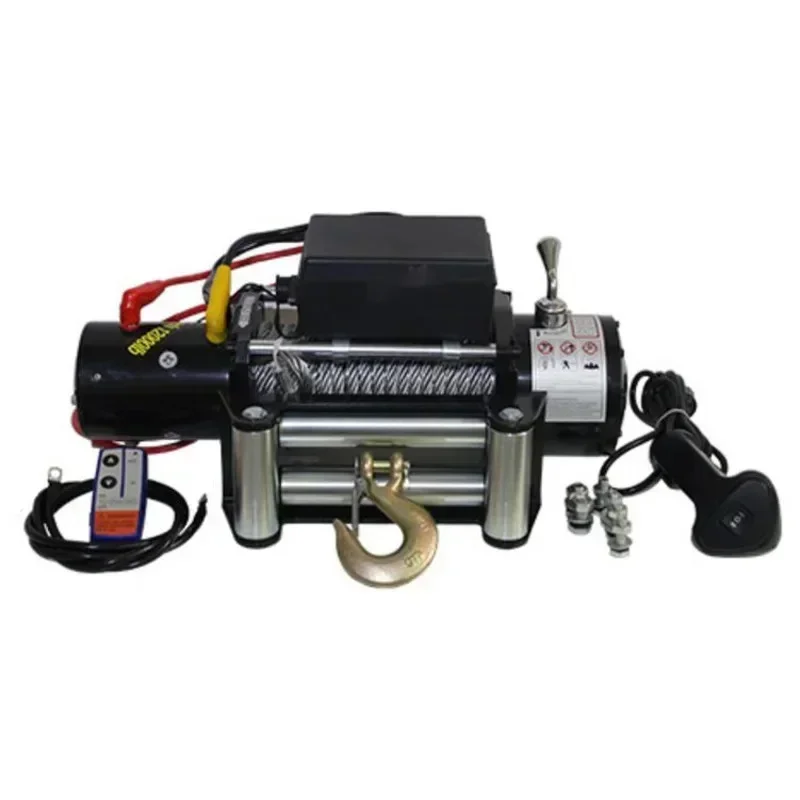 12V 24V 5443kg 3.9KW 6m/min Car Mounted Electric Winch Car Winch For Towing Off-Road SUV Truck Trailer Boat Car Rescue Tools