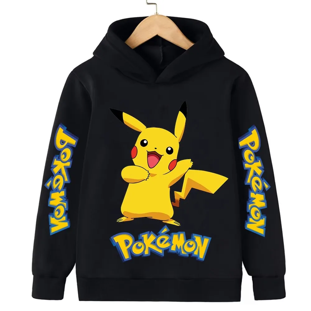 Autumn and Winter Sports Hoodies for Daily Warmth, Creative Pocket Monsters Cartoon Patterns, Men's and Girls' Clothing