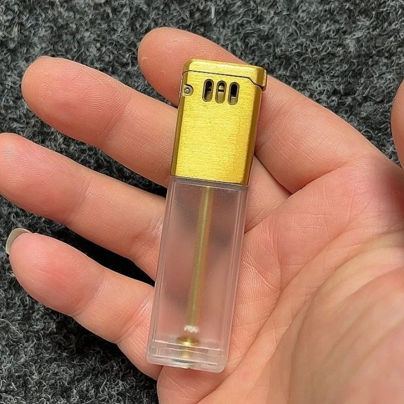 2025 New Transparent Oil Storage Lighter, Visible Oil Storage Grinding Wheel fuel Lighter, Smoking Accessories