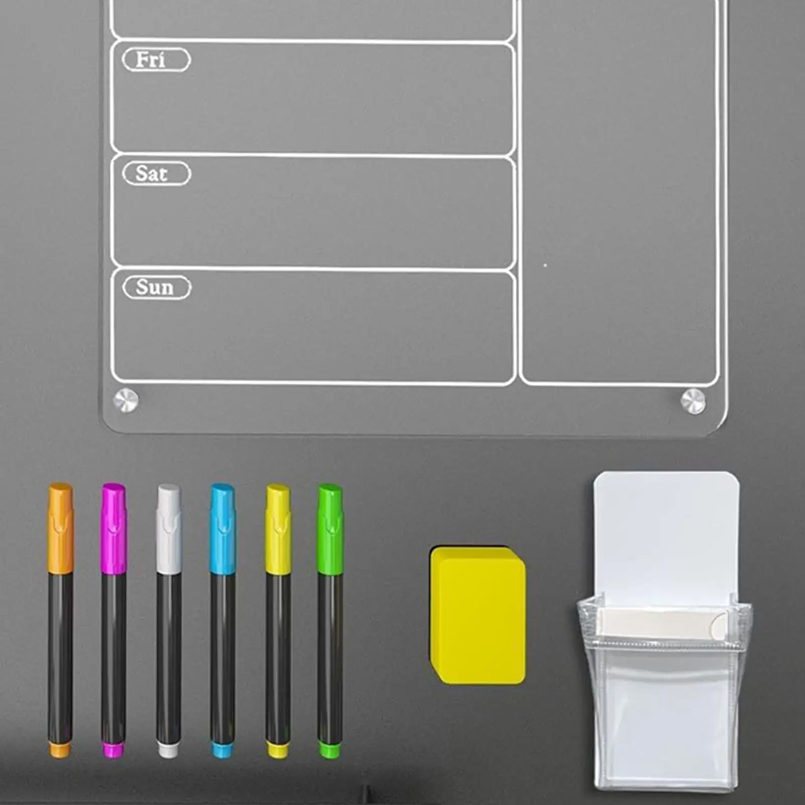 Magnetic Weekly Calendar For Refrigerator Fridge Weekly Planner With Pen Holder 6 Highlighters Reusable Acrylic Meal Calendar