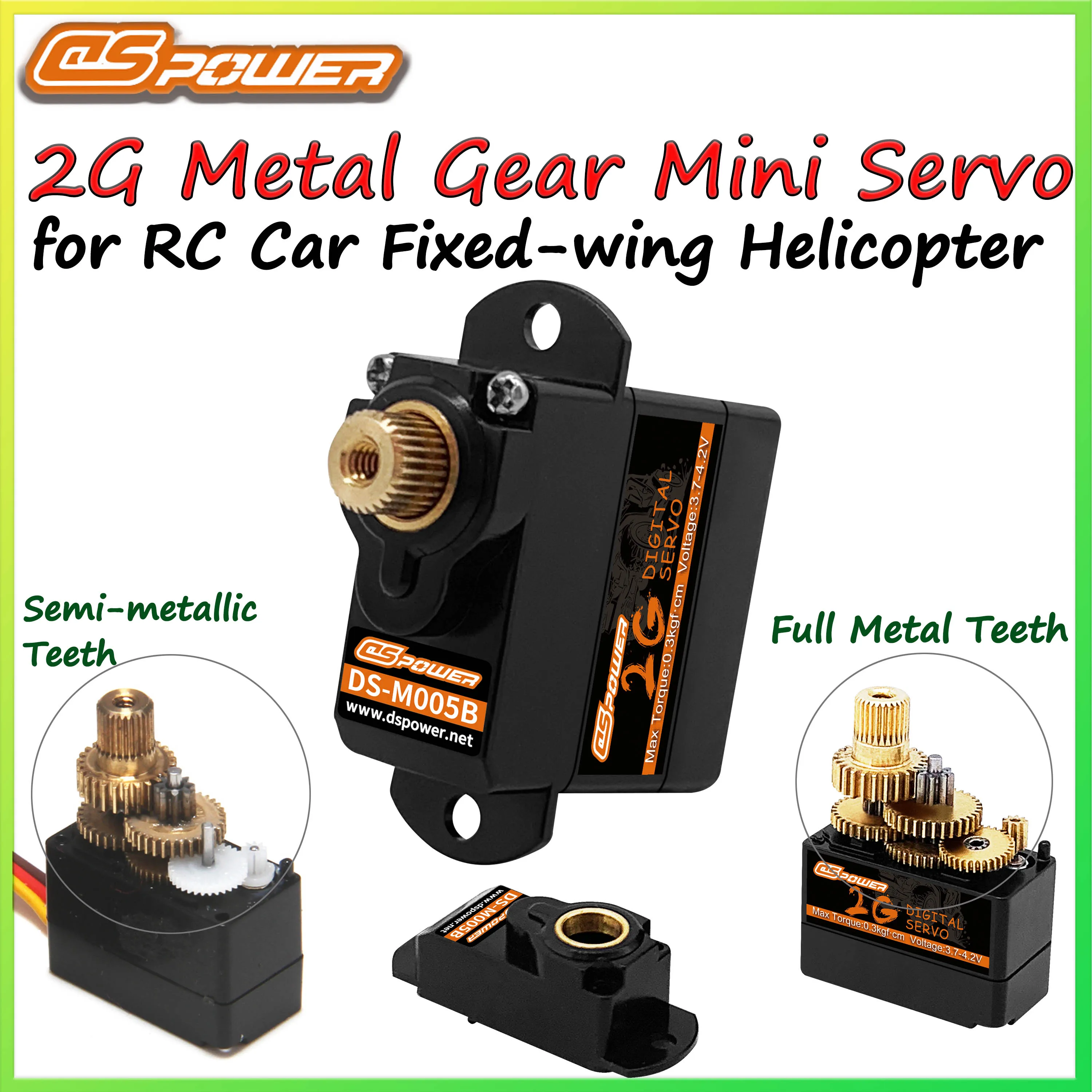 DSPOWER 2G メタルギアミニデジタルサーボ JR 3ケーブル RC 1/24ミニカー 飛行機 固定翼ヘリコプター ボート ダクトロボット おもちゃパーツ用