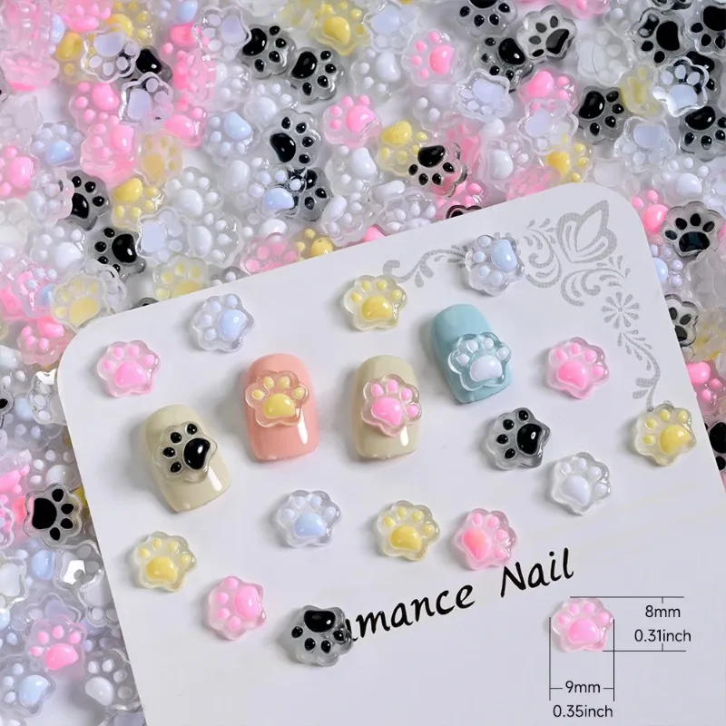 50 Pz 3D Luminoso Zampa di Gatto Pendenti E Ciondoli Per Unghie Carino Resina Zampe di Gatto Y2K Unghie artistiche Decorazioni FAI DA TE Clip di Capelli Artigianato Accessori Per Manicure &